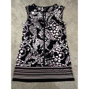 Alfani black, white, & maroon patterned tunic size M